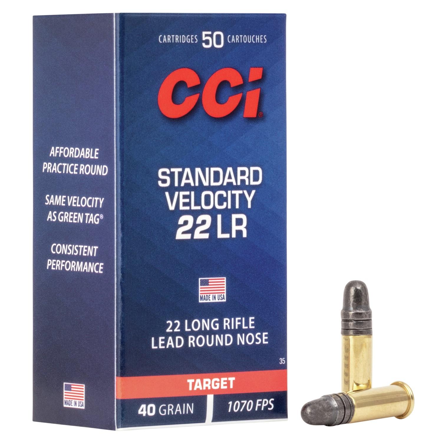 (image for) CCI Standard Velocity Rimfire Ammunition .22 LR 40 gr LRN 1070 fps 50/ct