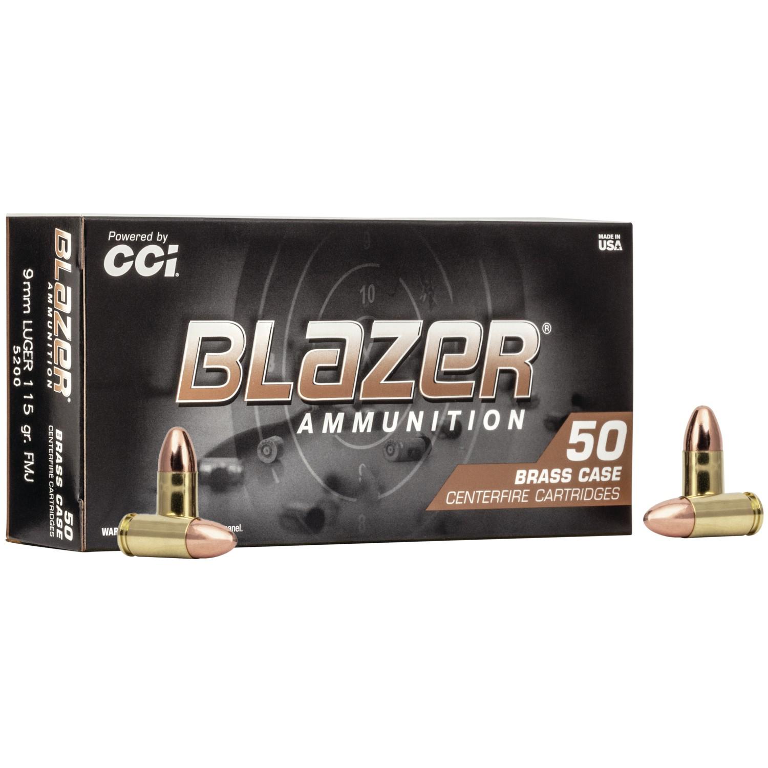 (image for) CCI Blazer Brass Handgun Ammunition 9mm Luger 115 gr. FMJ 1145 fps 50/ct