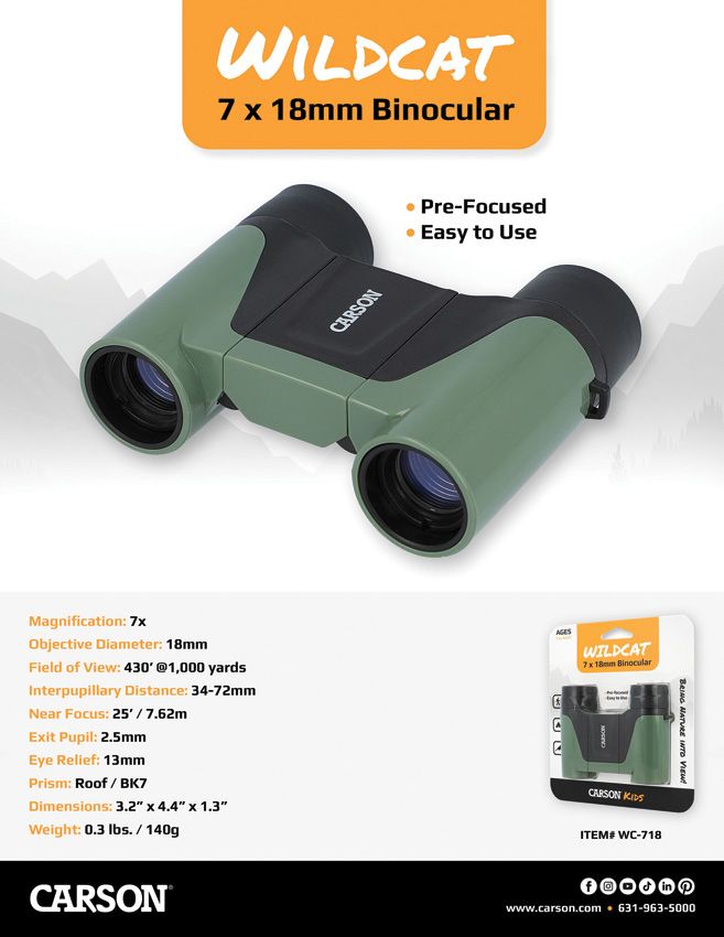 (image for) Carson Optics Wild Cat 7x18mm Kids Binocular