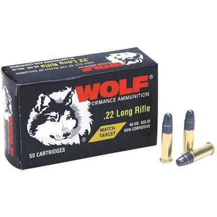 (image for) Wolf Match Target Rimfire Ammunition .22 LR 40 gr RN 50/ct