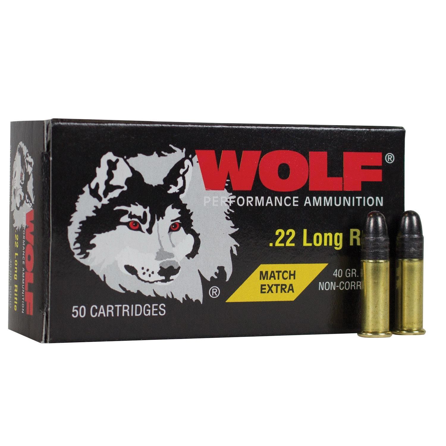 (image for) Wolf Match Extra Rimfire Ammunition .22 LR 40 gr RN 1050 fps 50/ct