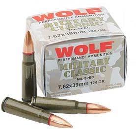 (image for) Wolf Military Classic Rifle Ammunition 7.62x39 124 gr FMJ 2330 fps