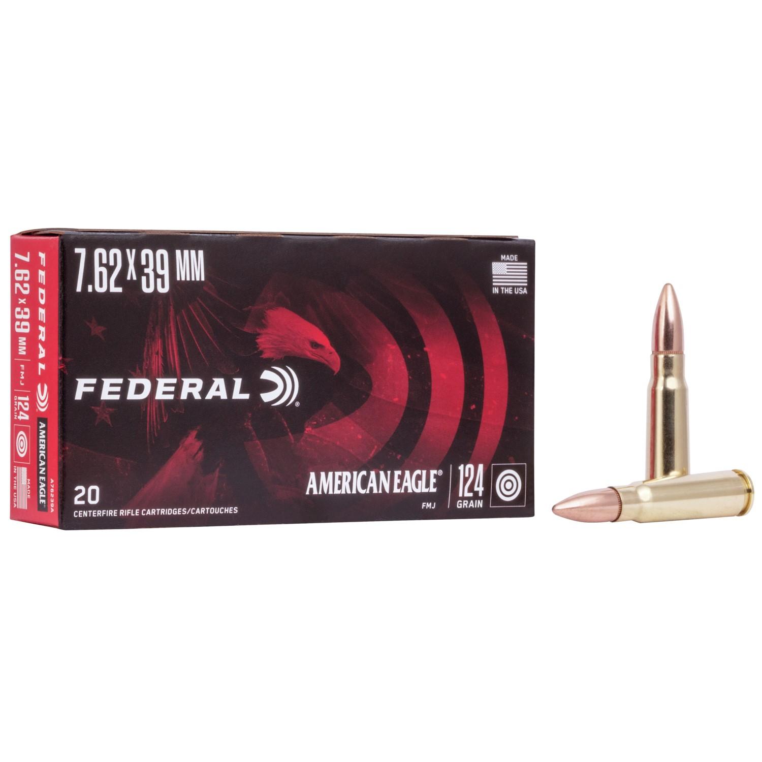 (image for) Federal American Eagle Rifle Ammunition 7.62x39 124 gr FMJ 2350 fps - 20/box