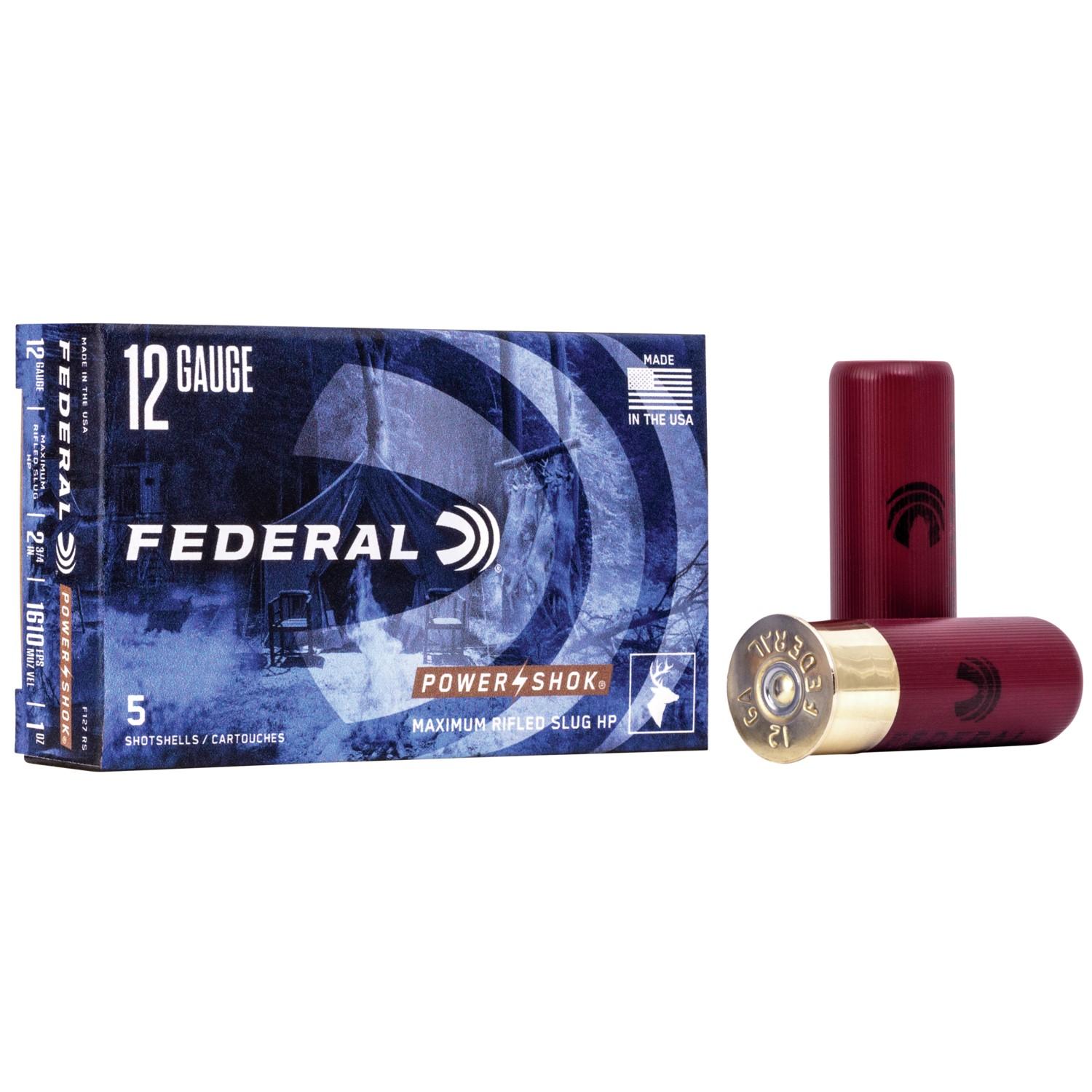 (image for) Federal Power Shok Shotshells 12 ga 2-3/4" 1 oz 1610 fps Slug 5/rd
