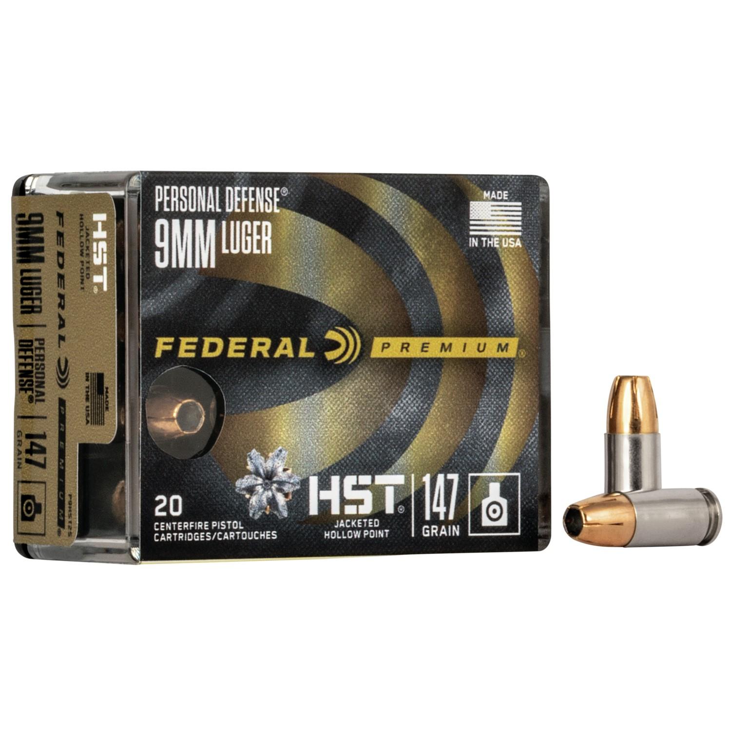 (image for) Federal Personal Defense HST Handgun Ammunition 9mm Luger 147 gr. JHP 1000 fps 20/ct