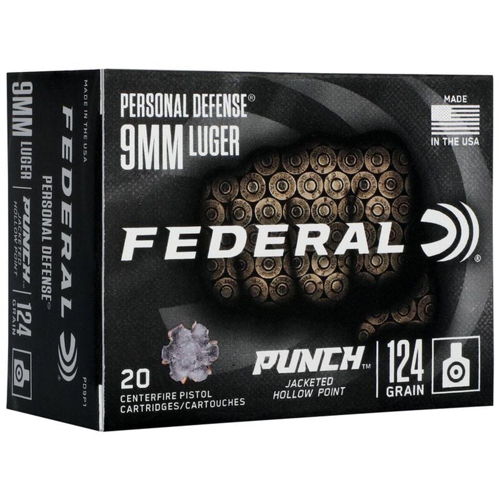 (image for) Federal Personal Defense Punch Handgun Ammunition 9mm Luger 124 gr 1150 fps JHP 20/ct