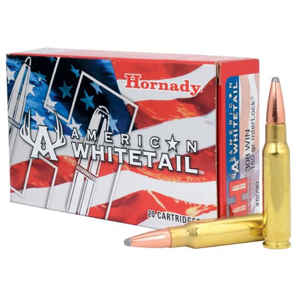 (image for) Hornady American Whitetail Rifle Ammunition .308 Win 150 gr. SP 2820 fps 20/ct