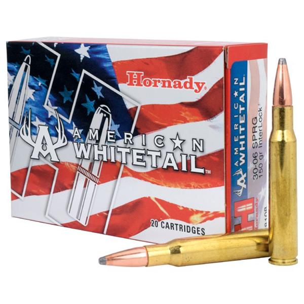 (image for) Hornady American Whitetail Rifle Ammunition .30-06 Sprg 150 gr SP 2910 fps 20/ct