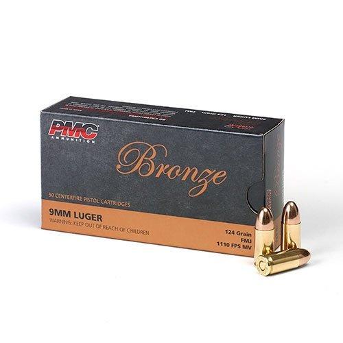 (image for) PMC Bronze Handgun Ammunition 9mm Luger 124 gr FMJ 1110 fps 50/ct