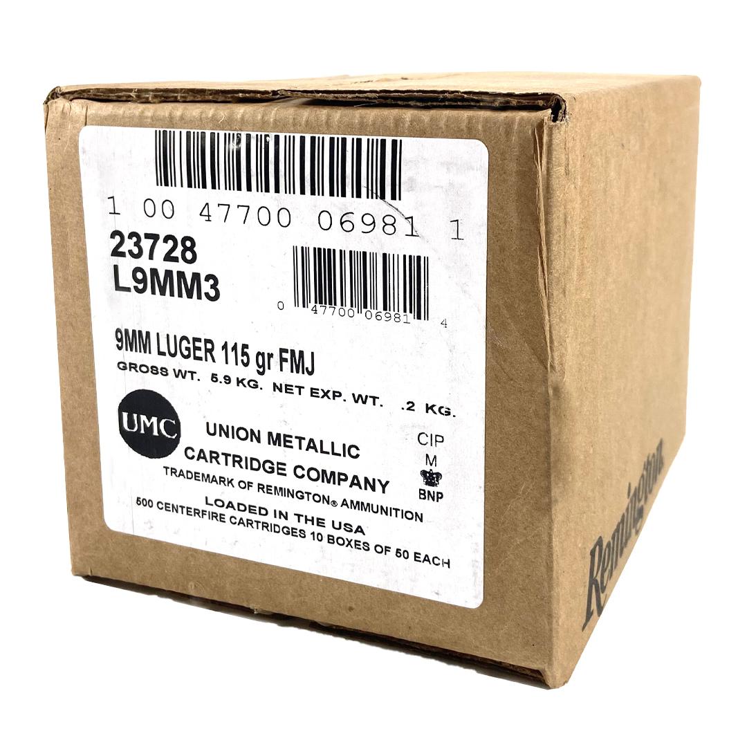 (image for) Remington UMC Handgun Ammunition 9mm Luger 115 gr FMJ 1145 fps 1000/ct Case (20-50/ct Boxes)