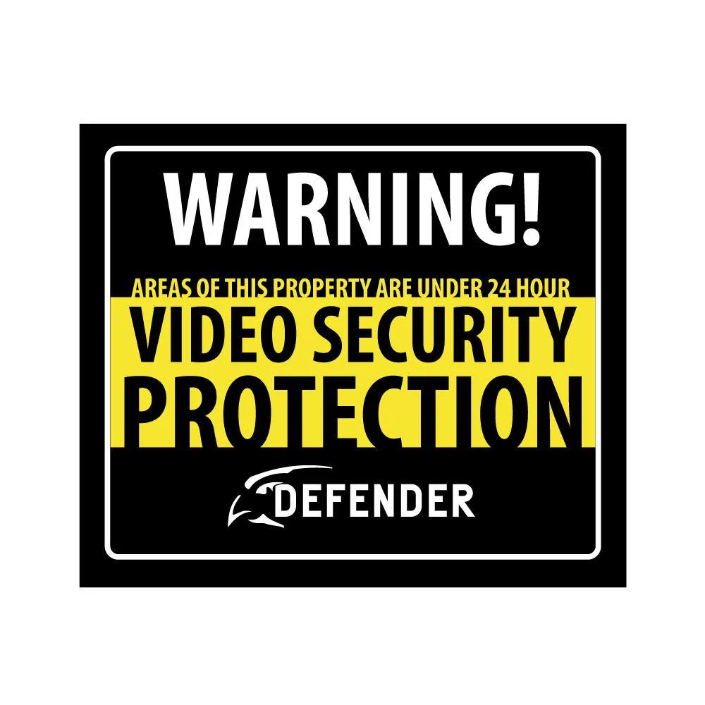 Defender Indoor Video Security System Warning Sign w/Stickers (image for) Defender Indoor Video Security System Warning Sign w/Stickers