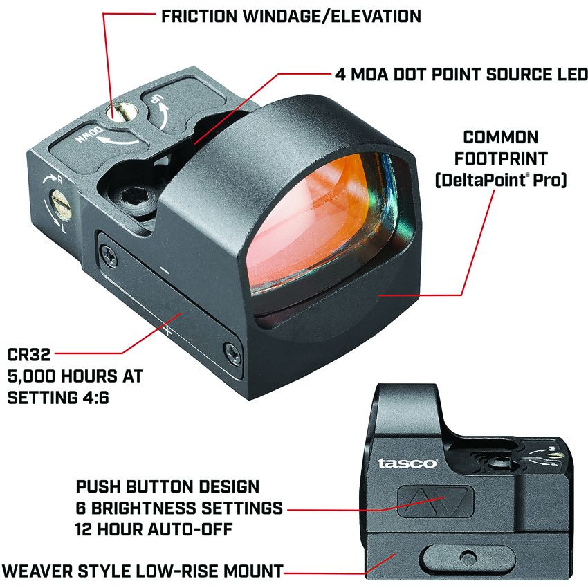 (image for) Tasco 1x25 4-MOA Red Dot Sight