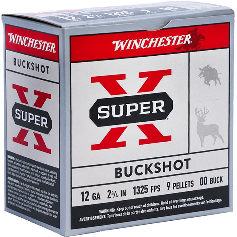 (image for) Winchester Super-X Shoshells 12ga 2-3/4" 9plts 1325 fps #00 Buck 25/ct